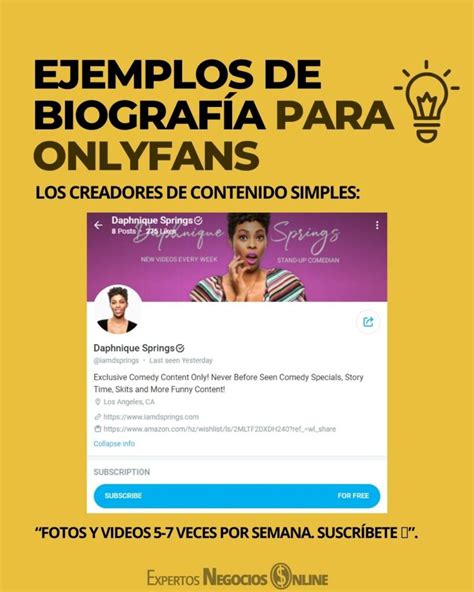 biografia para onlyfans ejemplos|UniFans: 18 OnlyFans Bio Ideas with Examples